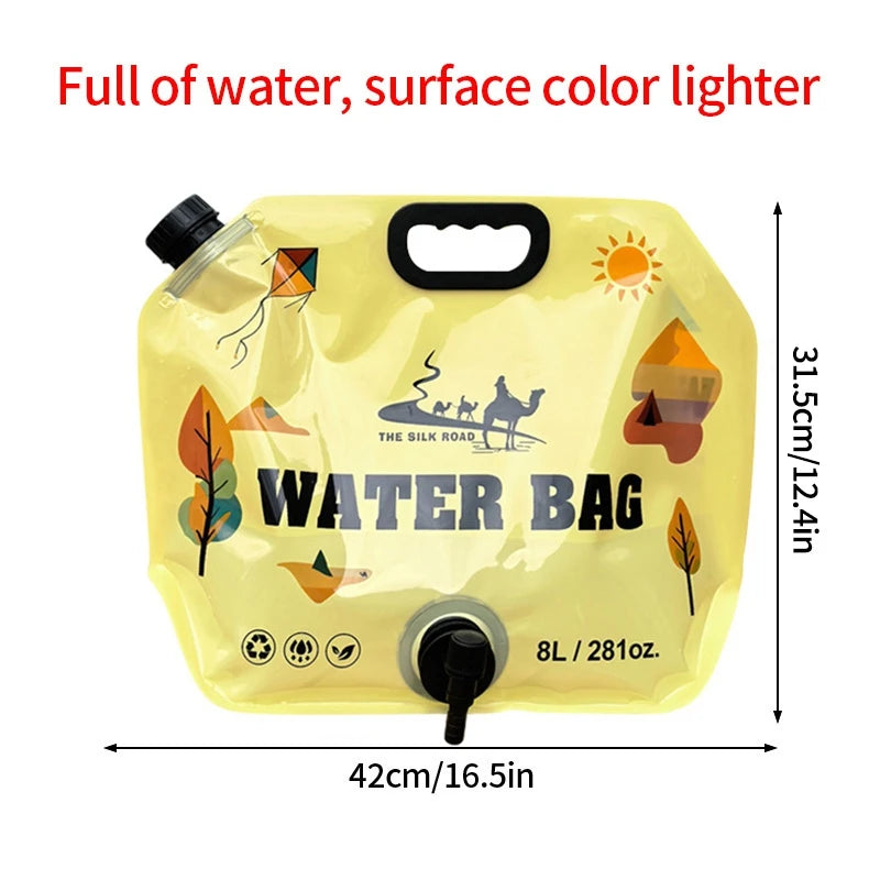 8L Foldable Camping Water Bag with Tap – Portable Outdoor Water Container