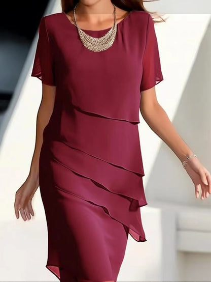 Women's Glitter Ruffle Sleeve Casual Dress Round Neck Short Sleeve