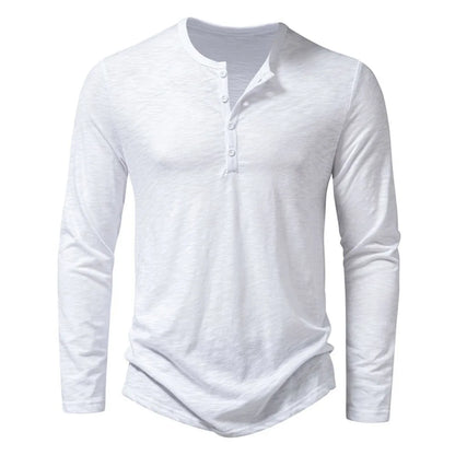 Men’s Cotton Henley Shirt – Long Sleeve Casual Button Neck Top