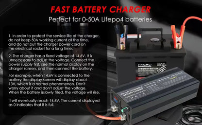12V Car Battery Charger – Fast LiFePO4 & Lithium Battery Charger with Digital Display