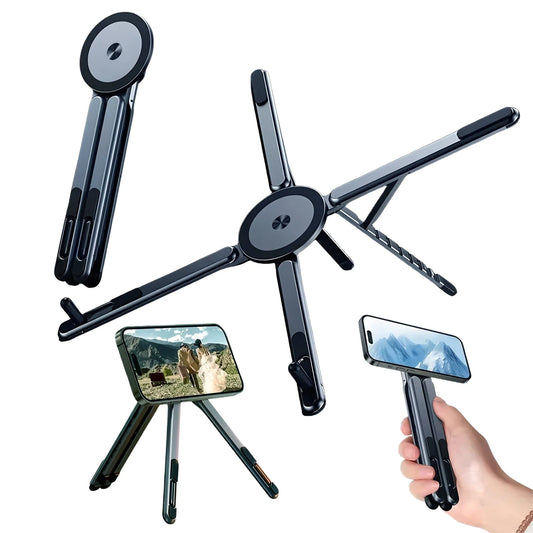 3-in-1 Magnetic Phone Holder & Selfie Stick – Foldable Tripod Stand for iPhone, iPad, Tablet & Desktop