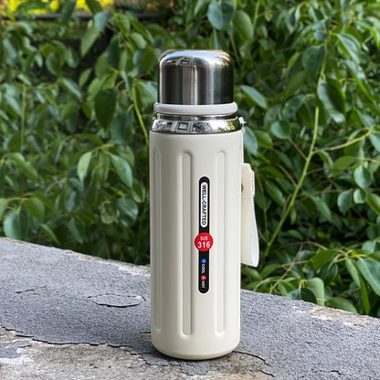 316 Stainless Steel Insulated Water Bottle – Double-Wall Vacuum Flask with Leak-Proof Flip-Top Lid & Strap
