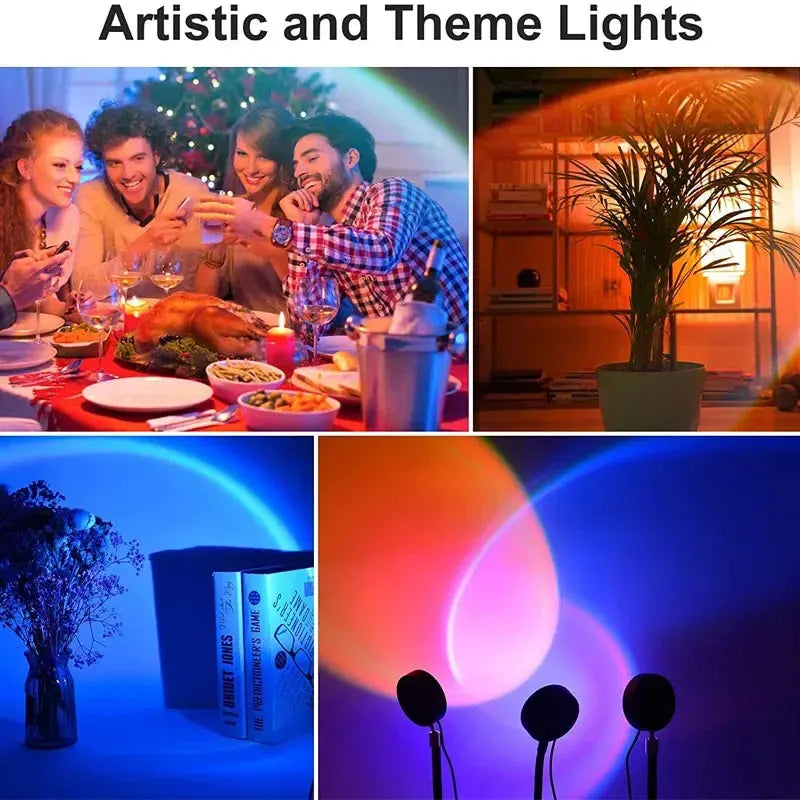 Sunset Projector Lamp – Rainbow LED Atmosphere Night Light for Bedroom & Home Decor