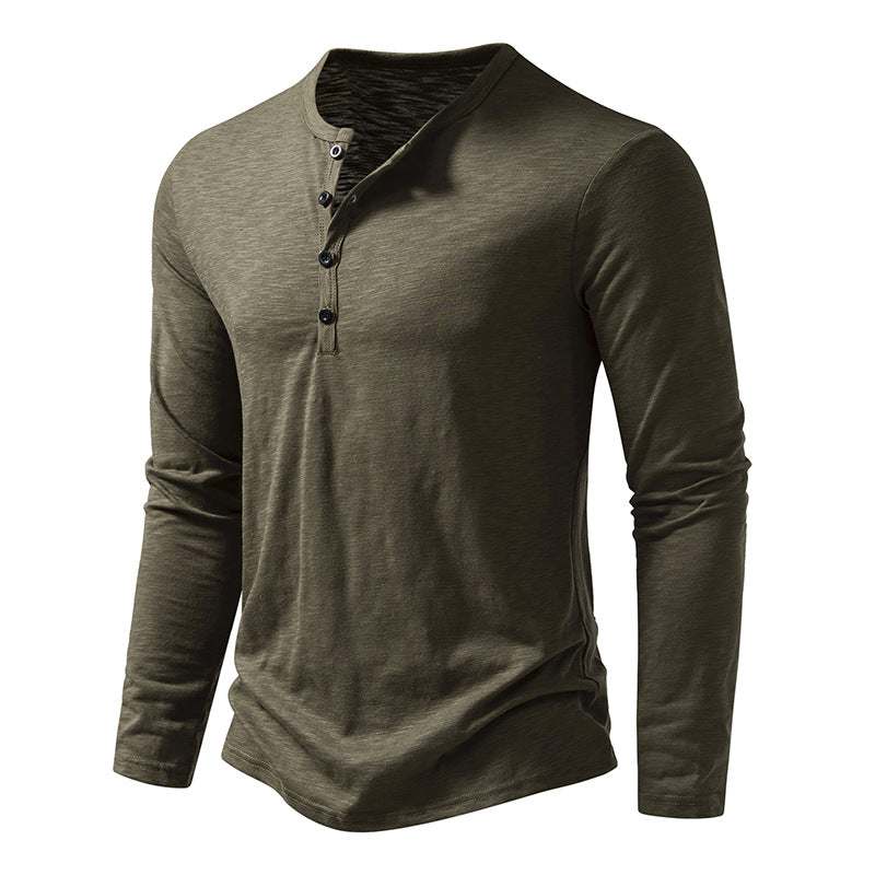 Men’s Cotton Henley Shirt – Long Sleeve Casual Button Neck Top