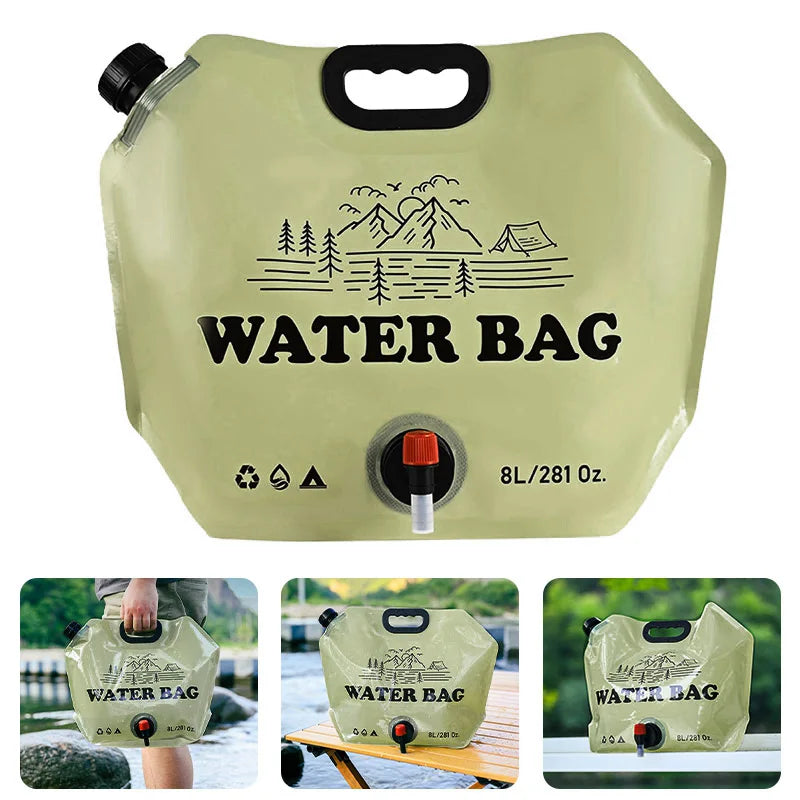8L Foldable Camping Water Bag with Tap – Portable Outdoor Water Container