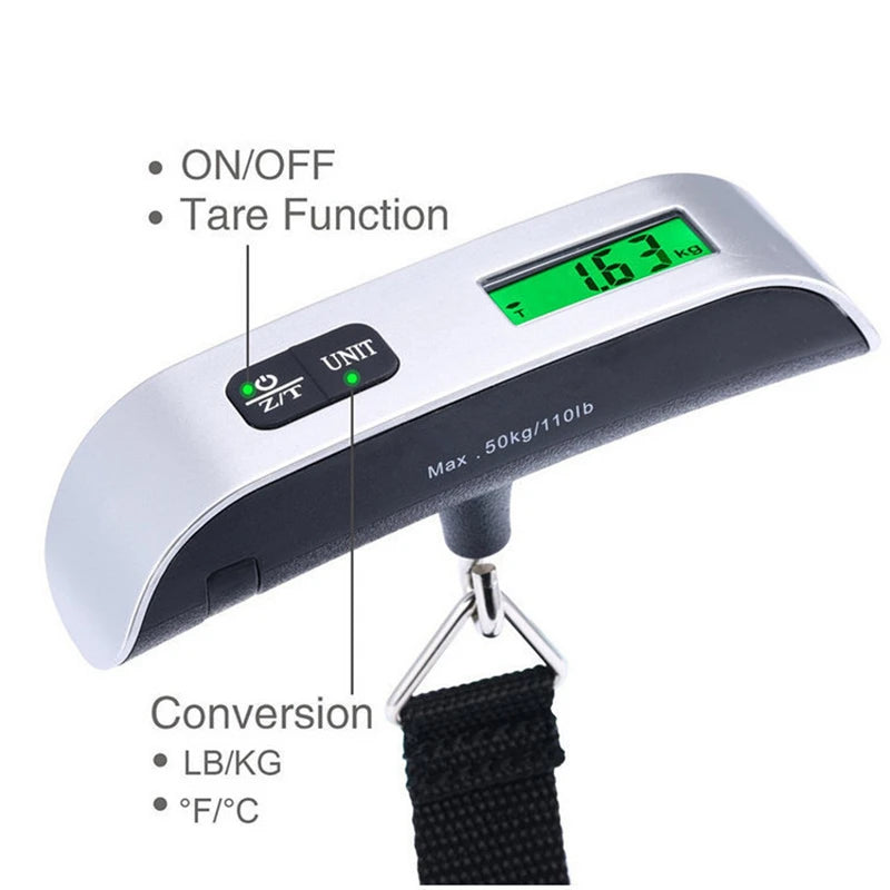 Portable Digital Luggage Scale 50kg/110lb LCD Travel Baggage Weight Scale