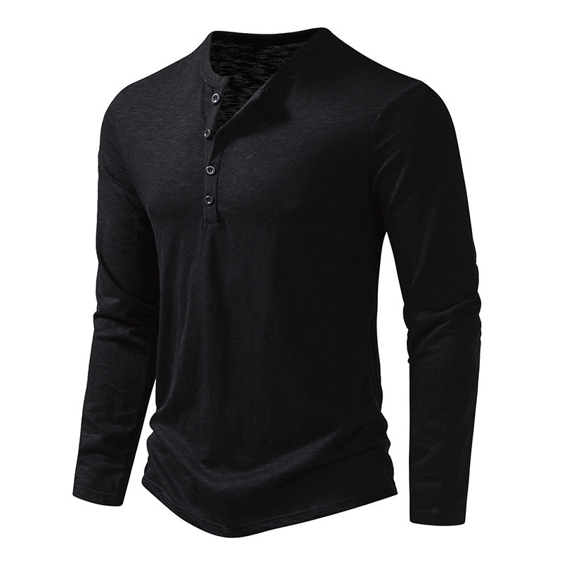 Men’s Cotton Henley Shirt – Long Sleeve Casual Button Neck Top