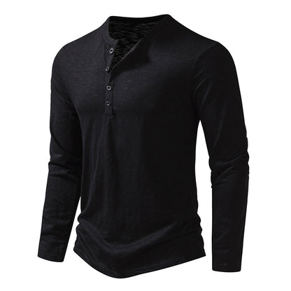 Men’s Cotton Henley Shirt – Long Sleeve Casual Button Neck Top