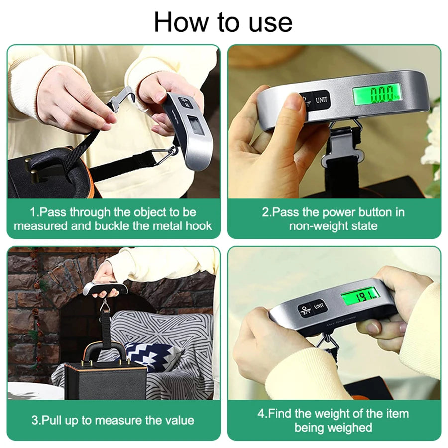 Portable Digital Luggage Scale 50kg/110lb LCD Travel Baggage Weight Scale