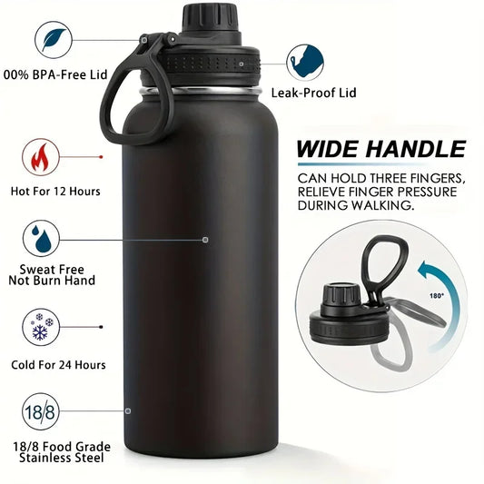 1000ml Stainless Steel Insulated Water Bottle – Double-Wall Vacuum Flask with Leak-Proof Lid