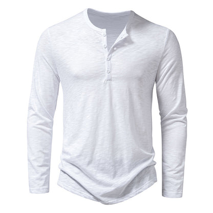 Men’s Cotton Henley Shirt – Long Sleeve Casual Button Neck Top