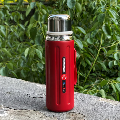 316 Stainless Steel Insulated Water Bottle – Double-Wall Vacuum Flask with Leak-Proof Flip-Top Lid & Strap