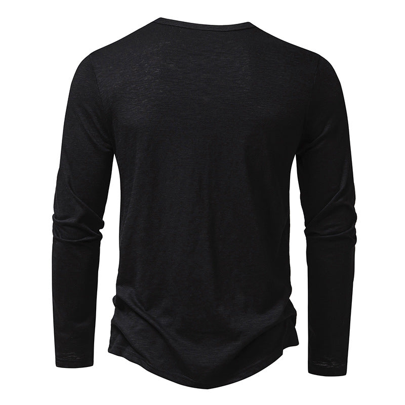 Men’s Cotton Henley Shirt – Long Sleeve Casual Button Neck Top