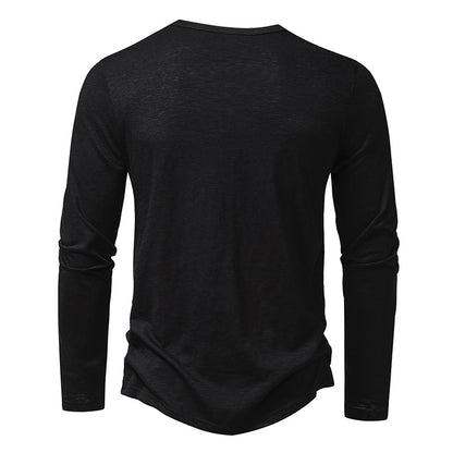 Men’s Cotton Henley Shirt – Long Sleeve Casual Button Neck Top