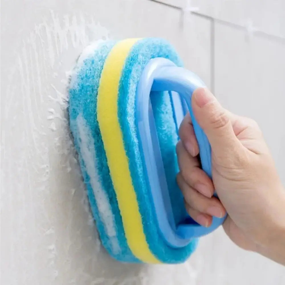 Multi-Functional Cleaning Sponge with Handle – Kitchen Bathroom Tile & Glass Scrubber