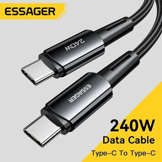 Essager 240W USB-C Fast Charging Cable – 6A High-Speed Type-C Cable