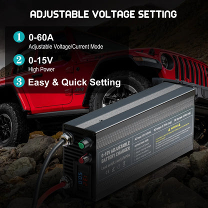 12V Car Battery Charger – Fast LiFePO4 & Lithium Battery Charger with Digital Display