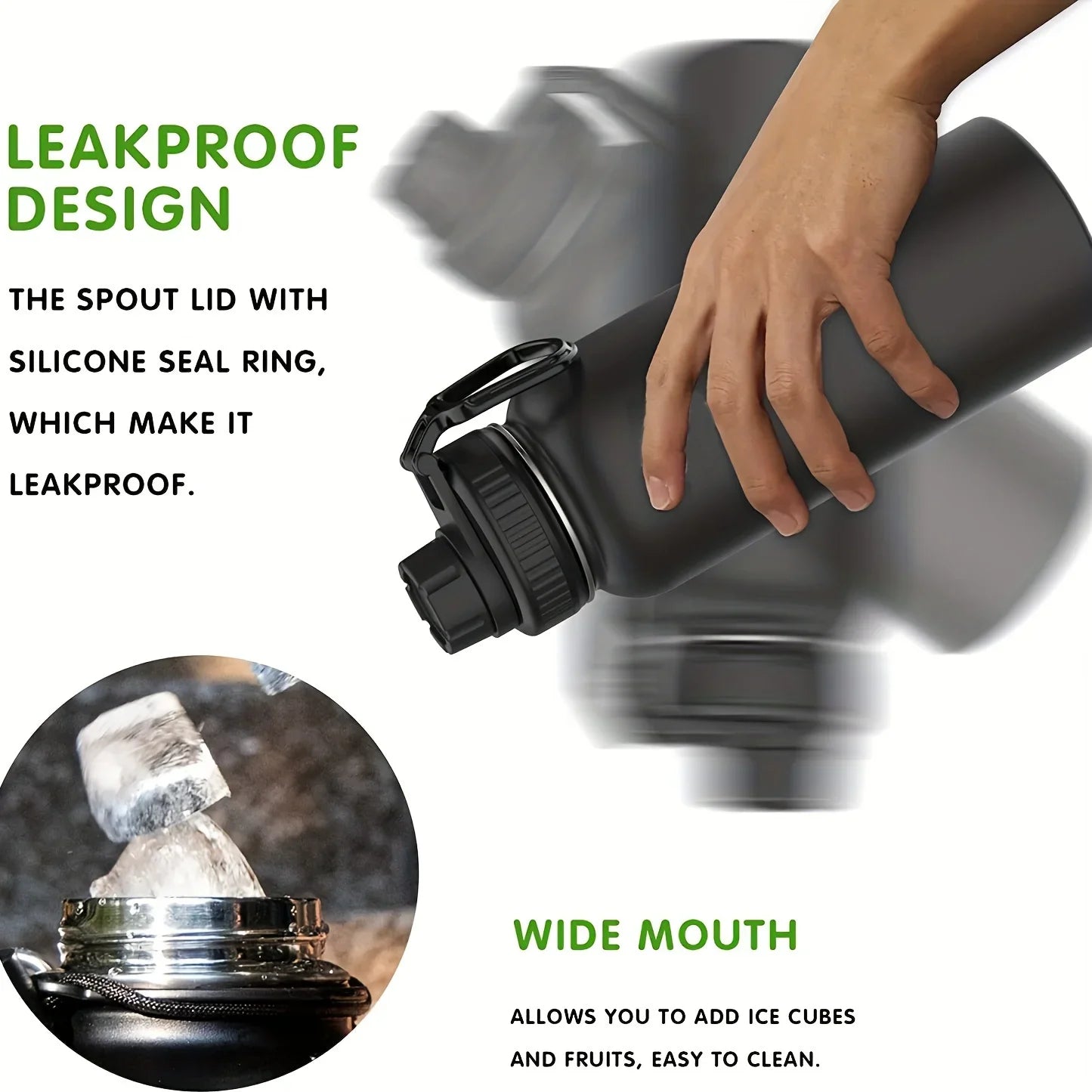 1000ml Stainless Steel Insulated Water Bottle – Double-Wall Vacuum Flask with Leak-Proof Lid