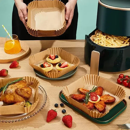 Disposable Air Fryer Paper Liners – Non-Stick Baking Parchment Sheets for Air Fryer, Oven & BBQ