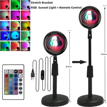 Sunset Projector Lamp – Rainbow LED Atmosphere Night Light for Bedroom & Home Decor
