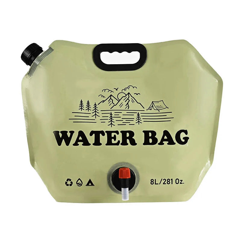 8L Foldable Camping Water Bag with Tap – Portable Outdoor Water Container