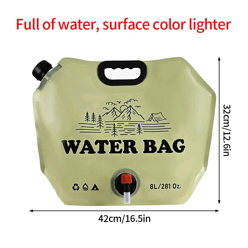 8L Foldable Camping Water Bag with Tap – Portable Outdoor Water Container