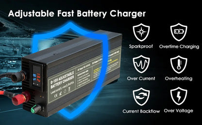 12V Car Battery Charger – Fast LiFePO4 & Lithium Battery Charger with Digital Display