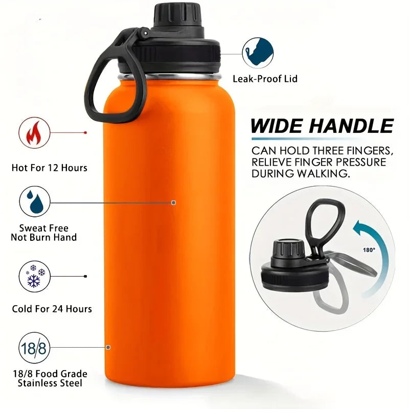 1000ml Stainless Steel Insulated Water Bottle – Double-Wall Vacuum Flask with Leak-Proof Lid