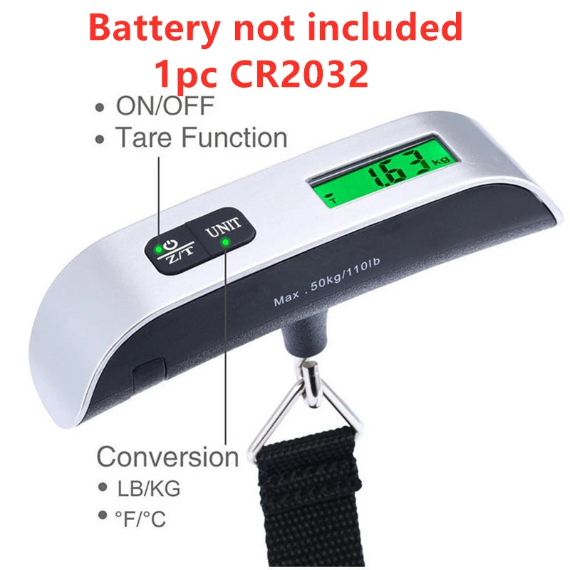 Portable Digital Luggage Scale 50kg/110lb LCD Travel Baggage Weight Scale