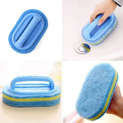 Multi-Functional Cleaning Sponge with Handle – Kitchen Bathroom Tile & Glass Scrubber
