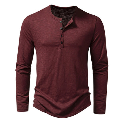 Men’s Cotton Henley Shirt – Long Sleeve Casual Button Neck Top