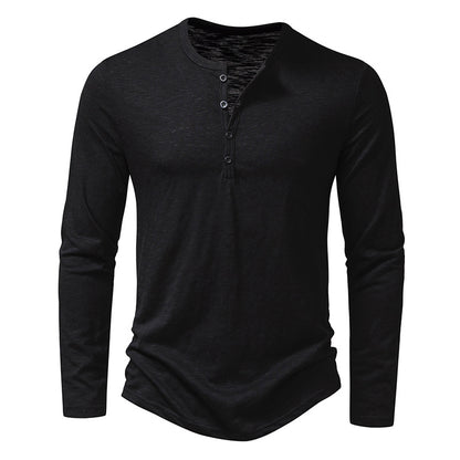 Men’s Cotton Henley Shirt – Long Sleeve Casual Button Neck Top