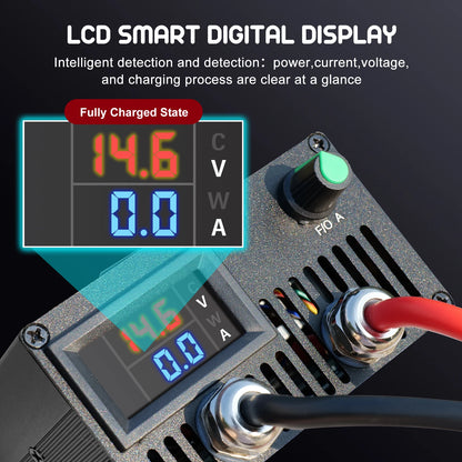 12V Car Battery Charger – Fast LiFePO4 & Lithium Battery Charger with Digital Display