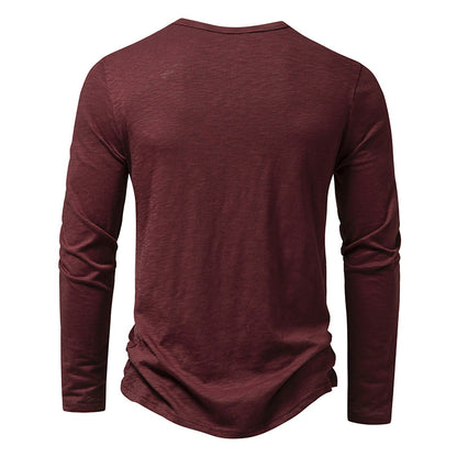 Men’s Cotton Henley Shirt – Long Sleeve Casual Button Neck Top
