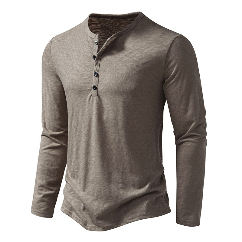 Men’s Cotton Henley Shirt – Long Sleeve Casual Button Neck Top
