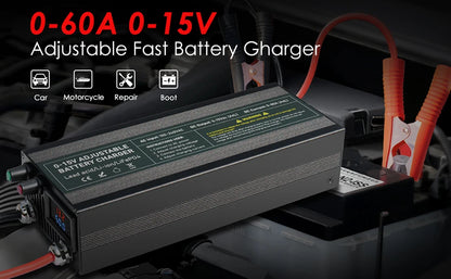 12V Car Battery Charger – Fast LiFePO4 & Lithium Battery Charger with Digital Display