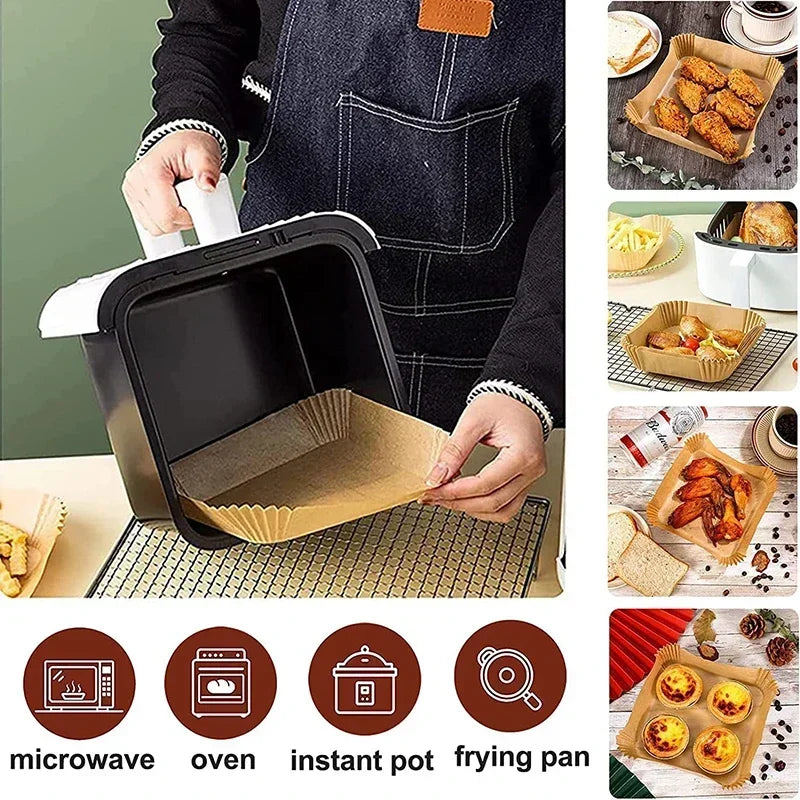 Disposable Air Fryer Paper Liners – Non-Stick Baking Parchment Sheets for Air Fryer, Oven & BBQ