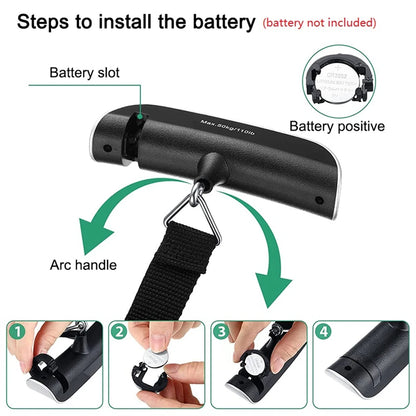 Portable Digital Luggage Scale 50kg/110lb LCD Travel Baggage Weight Scale