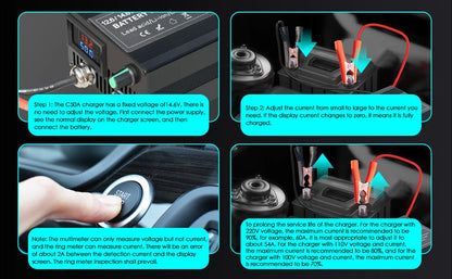 12V Car Battery Charger – Fast LiFePO4 & Lithium Battery Charger with Digital Display