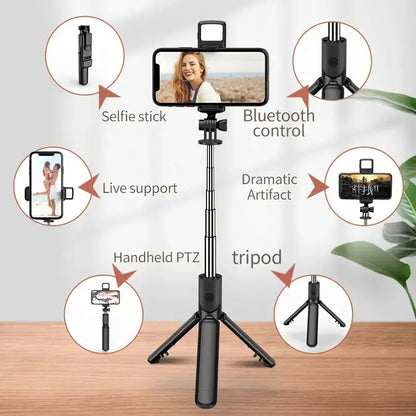 All-in-One Extendable Selfie Stick Tripod – Wireless Bluetooth Remote for iPhone & Smartphones