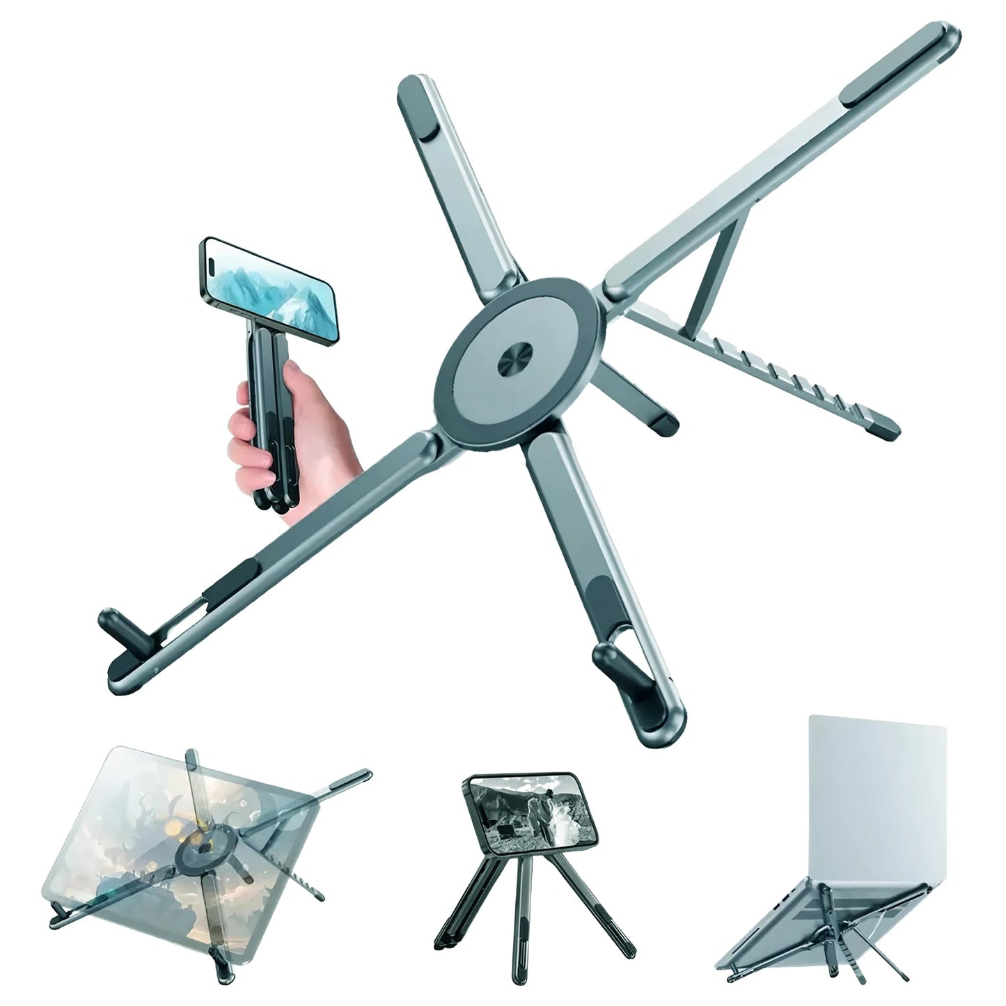 3-in-1 Magnetic Phone Holder & Selfie Stick – Foldable Tripod Stand for iPhone, iPad, Tablet & Desktop