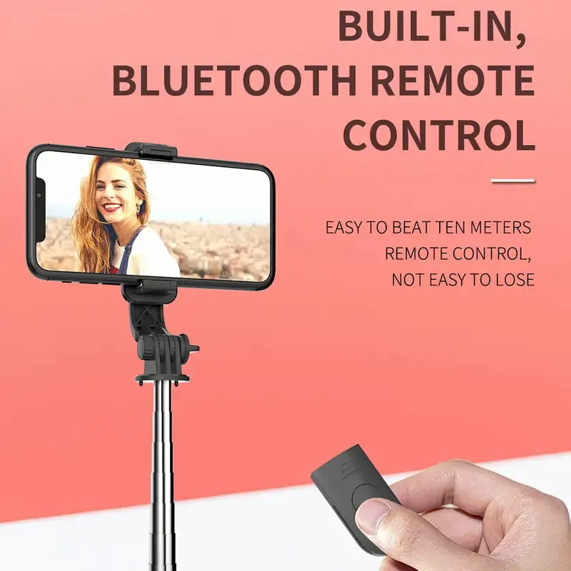 All-in-One Extendable Selfie Stick Tripod – Wireless Bluetooth Remote for iPhone & Smartphones