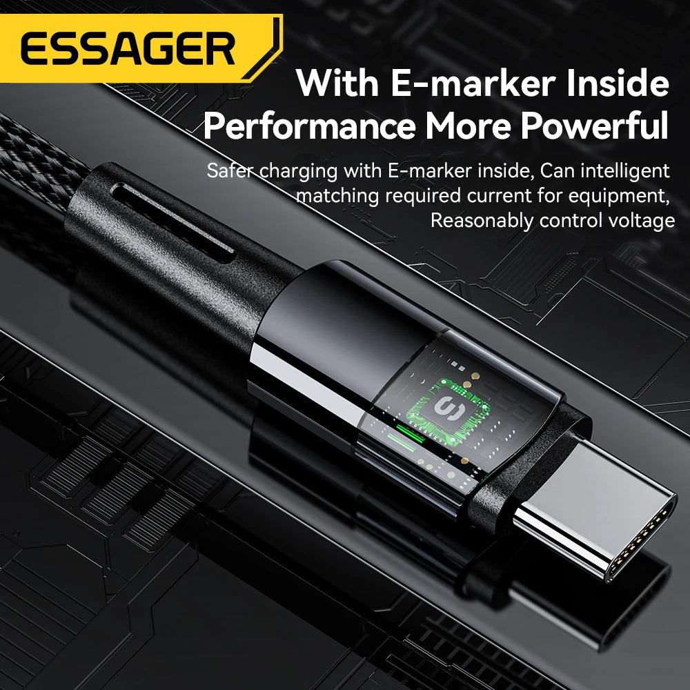 Essager 240W USB-C Fast Charging Cable – 6A High-Speed Type-C Cable